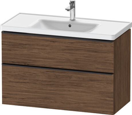 Vanity unit wall-mounted, DE43560BD210000 Walnut dark Matt, Decor, Handle Diamond black