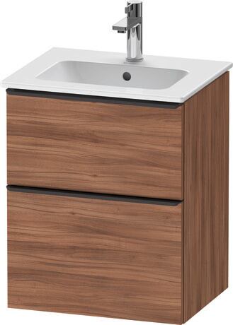 Vanity unit wall-mounted, DE43600BD790000 Walnut Matt, Decor, Handle Diamond black