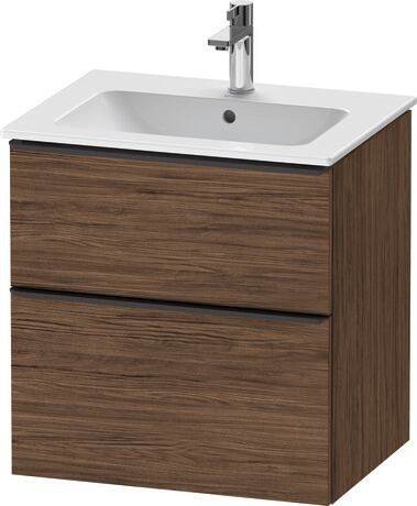 Vanity unit wall-mounted, DE43610BD210000 Walnut dark Matt, Decor, Handle Diamond black