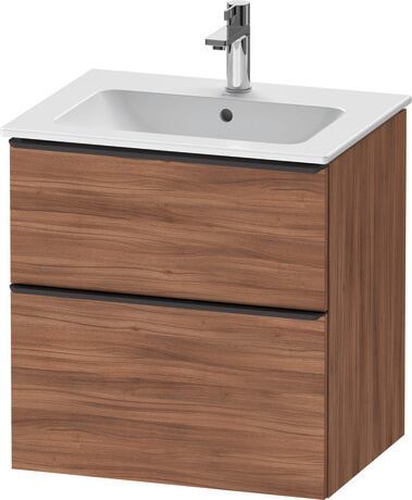 Vanity unit wall-mounted, DE43610BD790000 Walnut Matt, Decor, Handle Diamond black