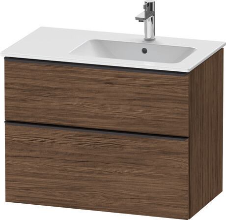 Vanity unit wall-mounted, DE43670BD210000 Walnut dark Matt, Decor, Handle Diamond black