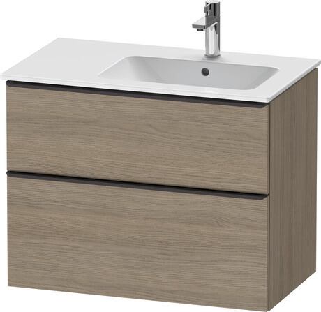 Vanity unit wall-mounted, DE43670BD350000 Oak terra Matt, Decor, Handle Diamond black