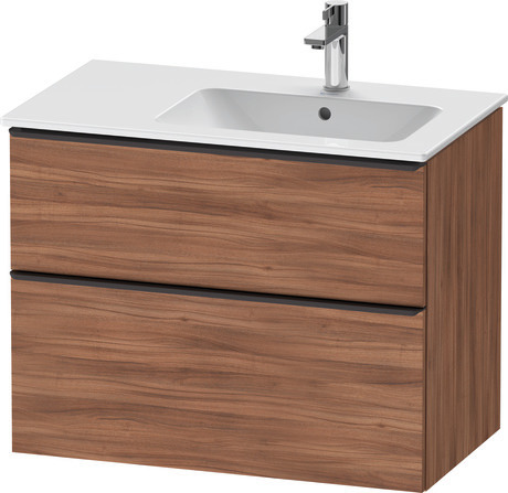 Vanity unit wall-mounted, DE43670BD790000 Walnut Matt, Decor, Handle Diamond black