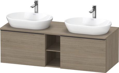 Console vanity unit wall-mounted, DE4950BBD350000 Oak terra Matt, Decor, Handle Diamond black