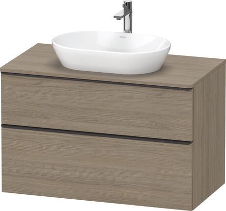 Console vanity unit wall-mounted, DE49680BD350000 Oak terra Matt, Decor, Handle Diamond black