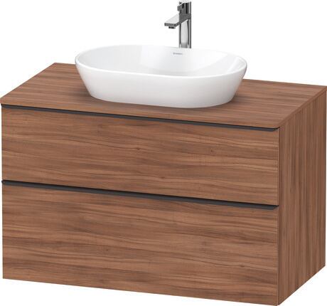 Console vanity unit wall-mounted, DE49680BD790000 Walnut Matt, Decor, Handle Diamond black