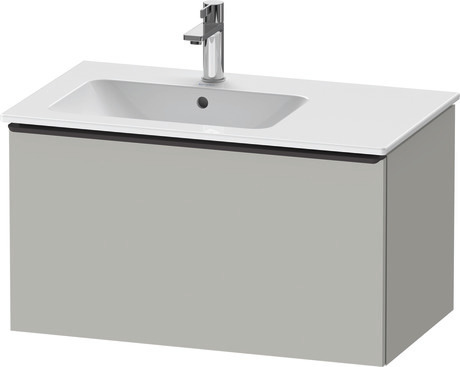 Szafka podumywalkowa wisząca, DE426200707 Szary beton szkło matowe Dekor, Uchwyt Czarny diament