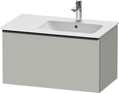 Szafka podumywalkowa wisząca, DE426200707 Szary beton szkło matowe Dekor, Uchwyt Czarny diament