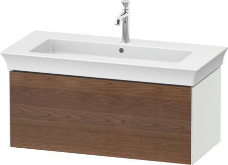 Vanity unit wall-mounted, WT424207736 Front: American walnut Matt, Solid wood, Corpus: White Satin Matt, Lacquer