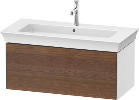 Vanity unit wall-mounted, WT424207785 Front: American walnut Matt, Solid wood, Corpus: White High Gloss, Lacquer