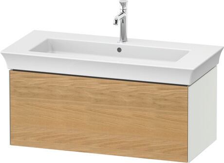 Vanity unit wall-mounted, WT42420H536 Front: Natural oak Matt, Solid wood, Corpus: White Satin Matt, Lacquer