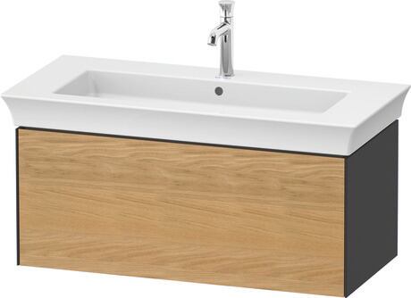 Vanity unit wall-mounted, WT42420H558 Front: Natural oak Matt, Solid wood, Corpus: Graphite Satin Matt, Lacquer