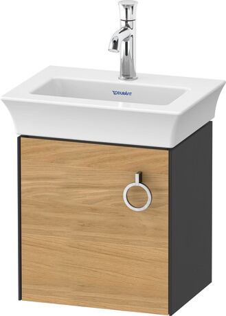 Vanity unit wall-mounted, WT4250LH558 Front: Natural Oak solid Matt, Solid wood, Corpus: Graphite Satin Matt, Lacquer