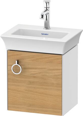 Vanity unit wall-mounted, WT4250RH585 Front: Natural Oak solid Matt, Solid wood, Corpus: White High Gloss, Lacquer