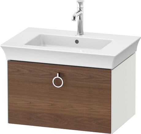 Vanity unit wall-mounted, WT425107736 Front: American walnut Matt, Solid wood, Corpus: White Satin Matt, Lacquer