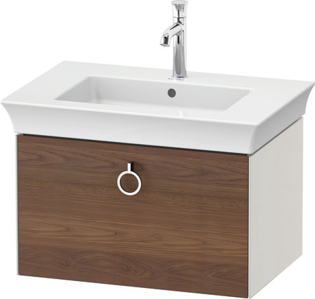 Vanity unit wall-mounted, WT425107739 Front: American walnut Matt, Solid wood, Corpus: Nordic white Satin Matt, Lacquer