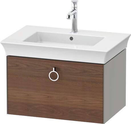 Vanity unit wall-mounted, WT425107792 Front: American walnut Matt, Solid wood, Corpus: Stone grey Satin Matt, Lacquer