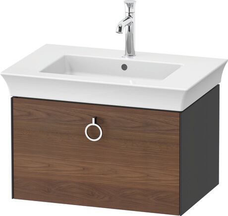 Vanity unit wall-mounted, WT4251077H1 Front: American walnut Matt, Solid wood, Corpus: Graphite High Gloss, Lacquer