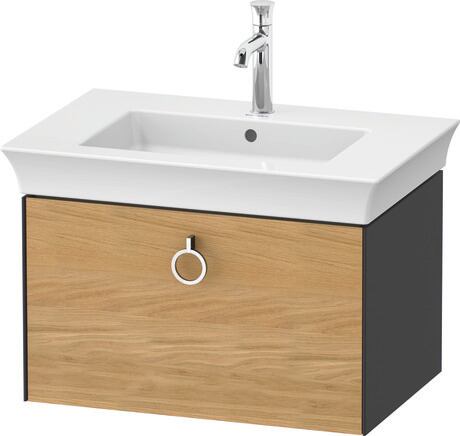 Vanity unit wall-mounted, WT42510H558 Front: Natural oak Matt, Solid wood, Corpus: Graphite Satin Matt, Lacquer