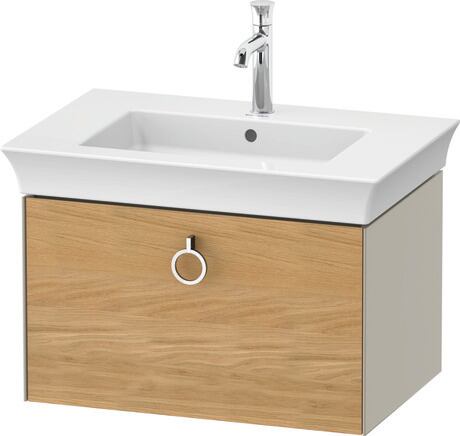 Vanity unit wall-mounted, WT42510H560 Front: Natural oak Matt, Solid wood, Corpus: taupe Satin Matt, Lacquer