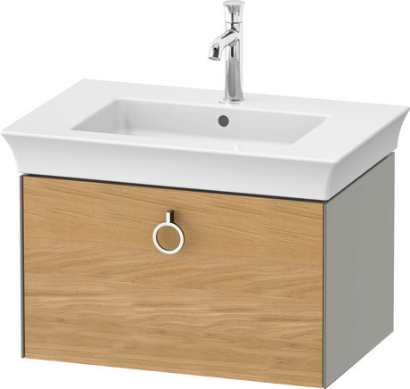 Vanity unit wall-mounted, WT42510H592 Front: Natural oak Matt, Solid wood, Corpus: Stone grey Satin Matt, Lacquer