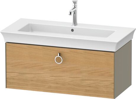 Vanity unit wall-mounted, WT42520H5H2 Front: Natural oak Matt, Solid wood, Corpus: Stone grey High Gloss, Lacquer