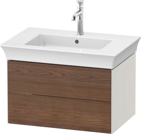 Vanity unit wall-mounted, WT434107739 Front: American walnut Matt, Solid wood, Corpus: Nordic white Satin Matt, Lacquer