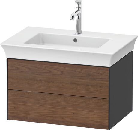 Vanity unit wall-mounted, WT434107758 Front: American walnut Matt, Solid wood, Corpus: Graphite Satin Matt, Lacquer