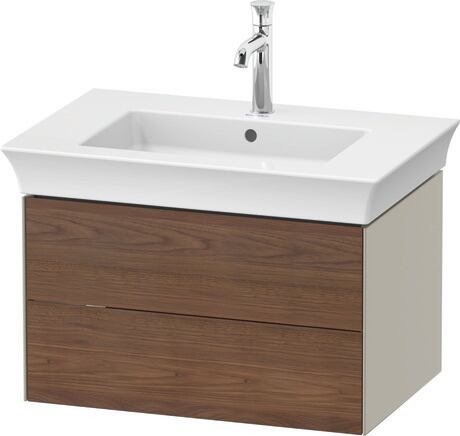 Vanity unit wall-mounted, WT434107760 Front: American walnut Matt, Solid wood, Corpus: taupe Satin Matt, Lacquer