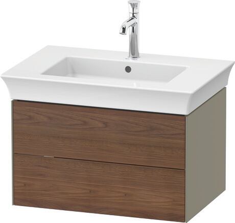 Vanity unit wall-mounted, WT4341077H2 Front: American walnut Matt, Solid wood, Corpus: Stone grey High Gloss, Lacquer