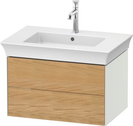 Vanity unit wall-mounted, WT43410H536 Front: Natural Oak solid Matt, Solid wood, Corpus: White Satin Matt, Lacquer