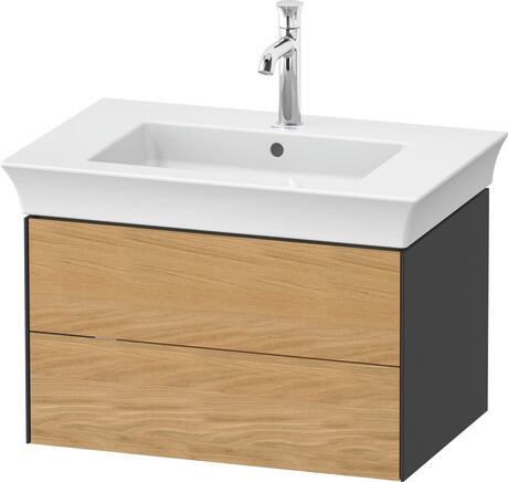 Vanity unit wall-mounted, WT43410H558 Front: Natural Oak solid Matt, Solid wood, Corpus: Graphite Satin Matt, Lacquer