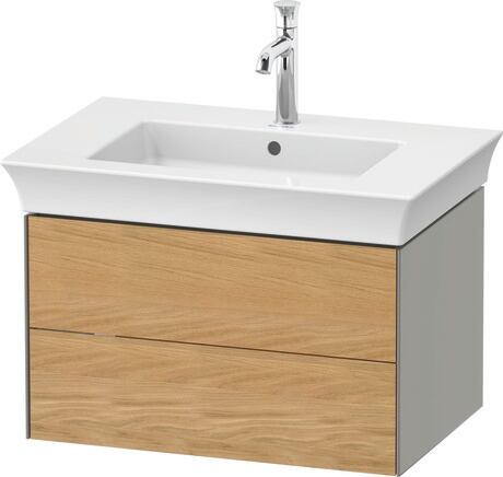 Vanity unit wall-mounted, WT43410H592 Front: Natural Oak solid Matt, Solid wood, Corpus: Stone grey Satin Matt, Lacquer