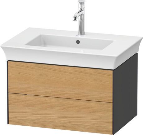 Vanity unit wall-mounted, WT43410H5H1 Front: Natural Oak solid Matt, Solid wood, Corpus: Graphite High Gloss, Lacquer