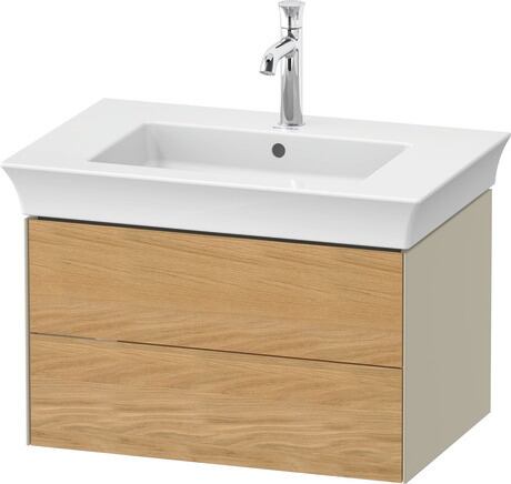 Vanity unit wall-mounted, WT43410H5H3 Front: Natural Oak solid Matt, Solid wood, Corpus: taupe High Gloss, Lacquer