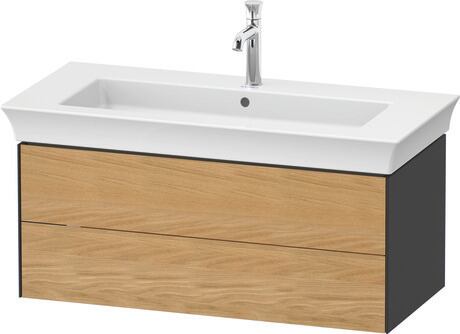 Vanity unit wall-mounted, WT43420H558 Front: Natural Oak solid Matt, Solid wood, Corpus: Graphite Satin Matt, Lacquer