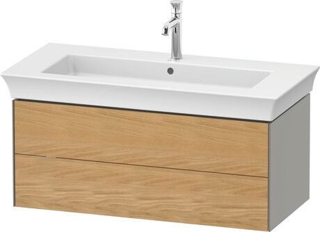 Vanity unit wall-mounted, WT43420H592 Front: Natural Oak solid Matt, Solid wood, Corpus: Stone grey Satin Matt, Lacquer