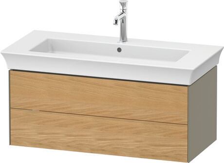 Vanity unit wall-mounted, WT43420H5H2 Front: Natural Oak solid Matt, Solid wood, Corpus: Stone grey High Gloss, Lacquer