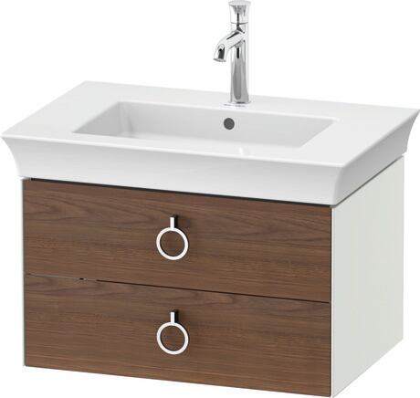 Vanity unit wall-mounted, WT435107736 Front: American walnut Matt, Solid wood, Corpus: White Satin Matt, Lacquer