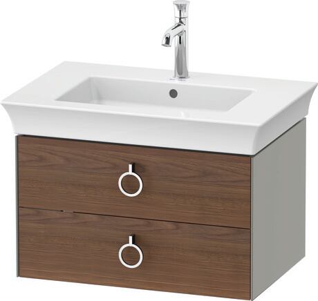 Vanity unit wall-mounted, WT435107792 Front: American walnut Matt, Solid wood, Corpus: Stone grey Satin Matt, Lacquer