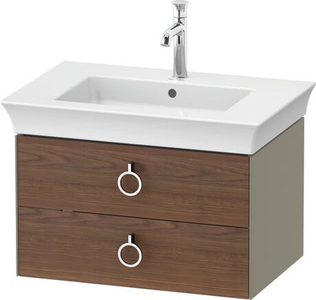 Vanity unit wall-mounted, WT4351077H2 Front: American walnut Matt, Solid wood, Corpus: Stone grey High Gloss, Lacquer