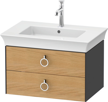 Vanity unit wall-mounted, WT43510H558 Front: Natural Oak solid Matt, Solid wood, Corpus: Graphite Satin Matt, Lacquer