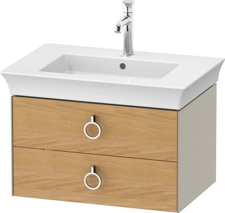 Vanity unit wall-mounted, WT43510H560 Front: Natural Oak solid Matt, Solid wood, Corpus: taupe Satin Matt, Lacquer