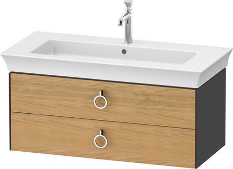 Vanity unit wall-mounted, WT43520H558 Front: Natural Oak solid Matt, Solid wood, Corpus: Graphite Satin Matt, Lacquer