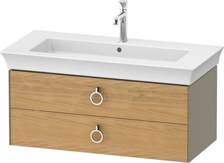 Vanity unit wall-mounted, WT43520H5H2 Front: Natural Oak solid Matt, Solid wood, Corpus: Stone grey High Gloss, Lacquer