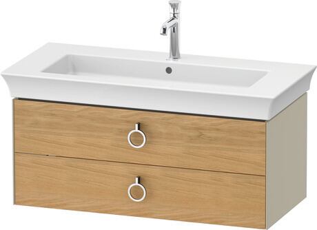 Vanity unit wall-mounted, WT43520H5H3 Front: Natural Oak solid Matt, Solid wood, Corpus: taupe High Gloss, Lacquer