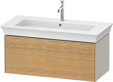 Vanity unit wall-mounted, WT42420H560 Front: Natural oak Matt, Solid wood, Corpus: taupe Satin Matt, Lacquer