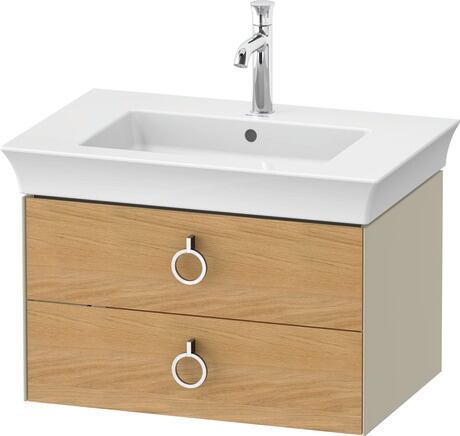 Vanity unit wall-mounted, WT43510H5H3 Front: Natural Oak solid Matt, Solid wood, Corpus: taupe High Gloss, Lacquer