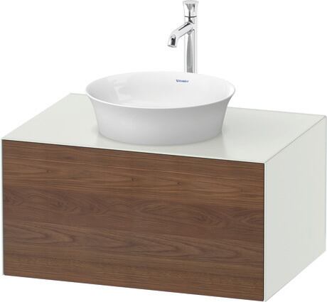 Console vanity unit wall-mounted, WT497507736 Front: American walnut Matt, Solid wood, Corpus: White Satin Matt, Lacquer, Console: White Satin Matt, Lacquer