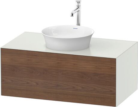 Console vanity unit wall-mounted, WT497607736 Front: American walnut Matt, Solid wood, Corpus: White Satin Matt, Lacquer, Console: White Satin Matt, Lacquer